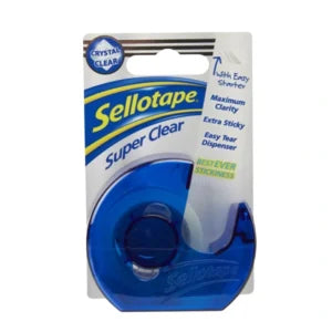 Sellotape super clear sticky tape 18mm x 15m with dispenser – pack of 6 cards