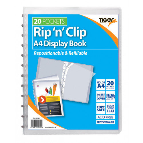 Tiger A4 Rip’n’Clip Display Book – 20 Pockets