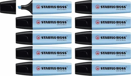 STABILO BOSS original highlighters blue ink colour – box of 10 pens