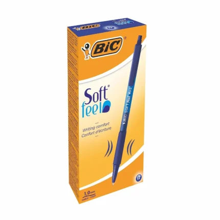 BIC Soft Feel Ballpoint Pens Medium Point 1.0 mm Blue – Box of 12 Pens