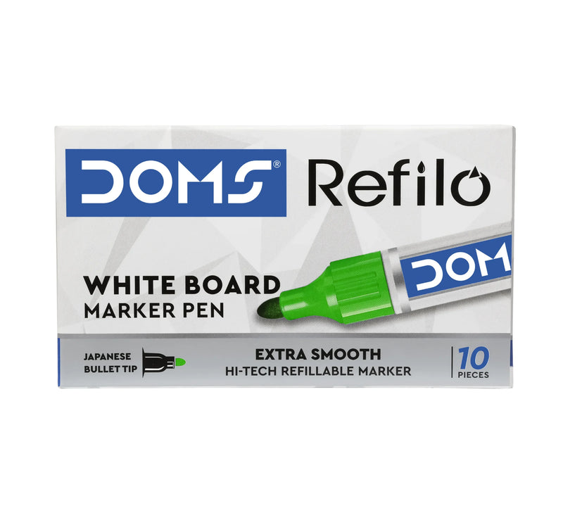 DOMS Refilo Whiteboard Marker Pens – Assorted Colours (Pack of 10)
