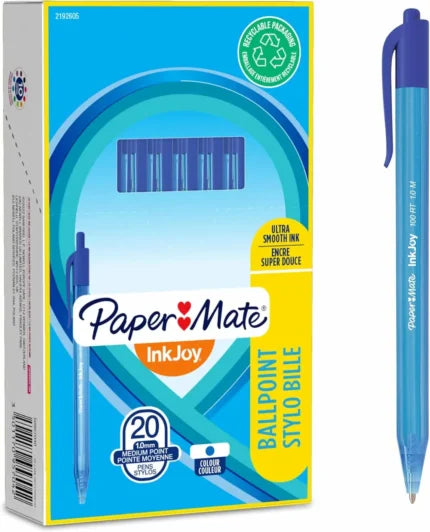 PaperMate InkJoy 100ST Blue Ink Medium Point Ballpoint Pens – Box of 50 Pens  Description (Optimized for Shopify)