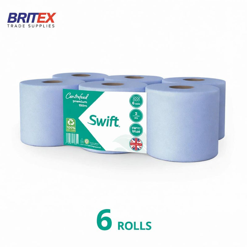 Swift Centrefeed Premium 2-Ply 150m Blue Roll
