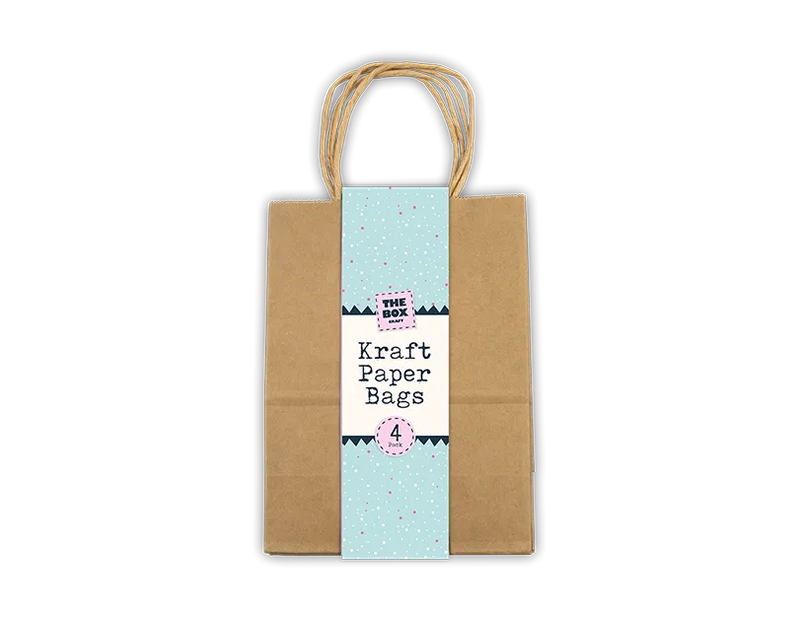 Kraft Paper Bags – 4 Pack | Brown Gift & Craft Bags