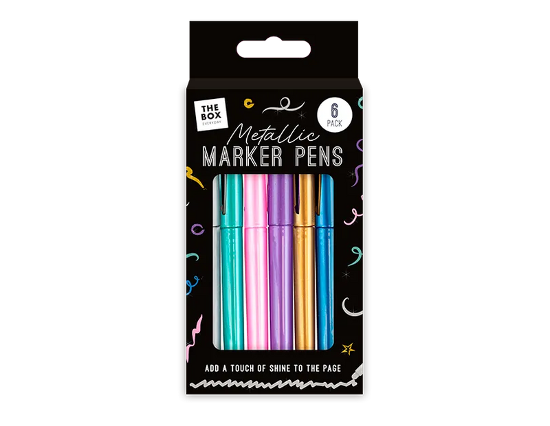 Metallic Markers – 6 Pack | Assorted Shimmer Colour Pens