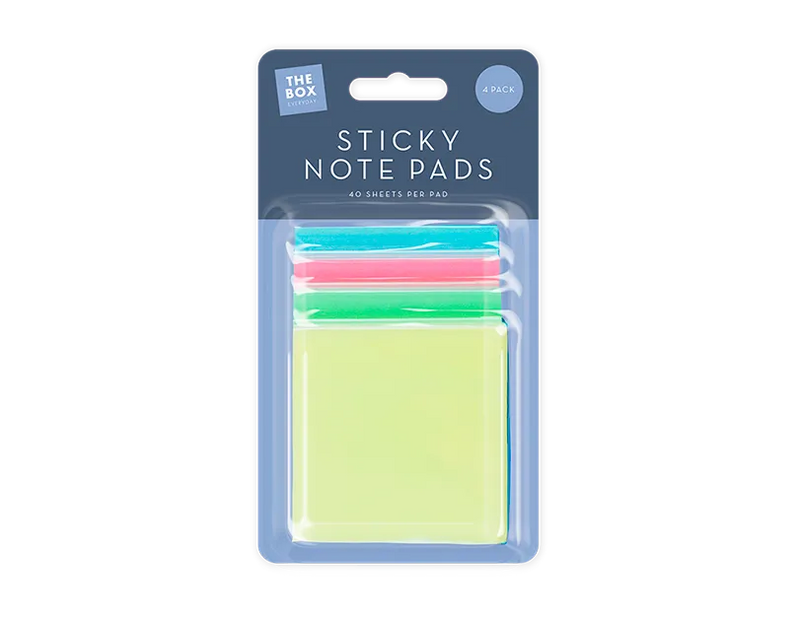 Sticky Note Pads – 4 Pack | Self-Adhesive Memo Notes