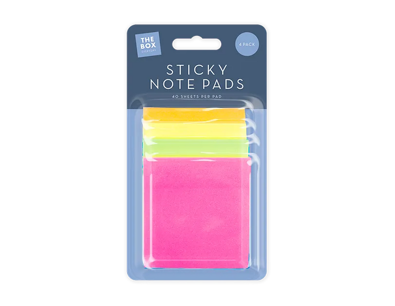 Sticky Note Pads – 4 Pack | Self-Adhesive Memo Notes