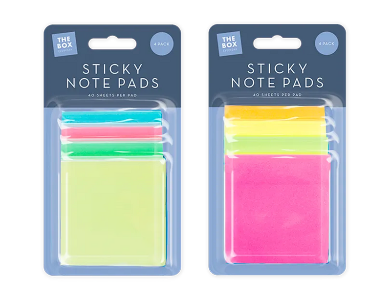 Sticky Note Pads – 4 Pack | Self-Adhesive Memo Notes