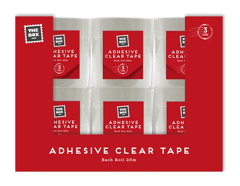 Clear Adhesive Tape 3 Pack – 25m Rolls | CDU Display