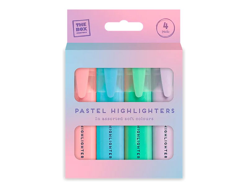 Pastel Highlighters – 4 Pack | Soft Colour Marker Pens