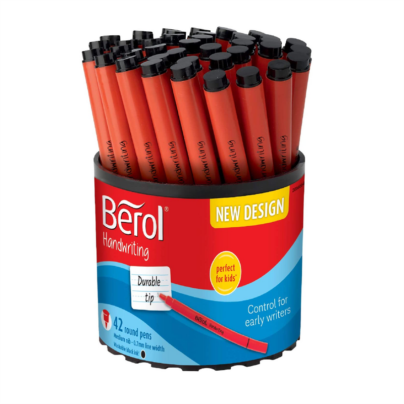 Berol Handwriting Pens – Washable Black Ink | Medium Tip – Tub of 42
