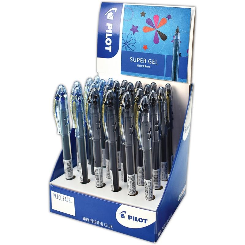Pilot Supergel rollerball black and blue ink – CDU of 24 pens
