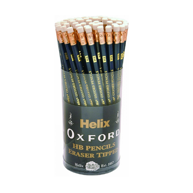 Helix Oxford HB pencils rubber eraser tipped – tub of 72 pencils