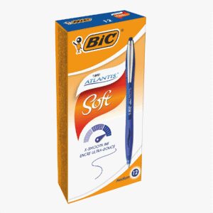 BIC Atlantis Soft Ballpoint Pen Medium Blue – Box of 12 Pens